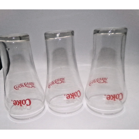 Vintage Coca-Cola Coke Soda Fountain Glass Red Double SIded Logo Red Letter Coke - Picture 8 of 16